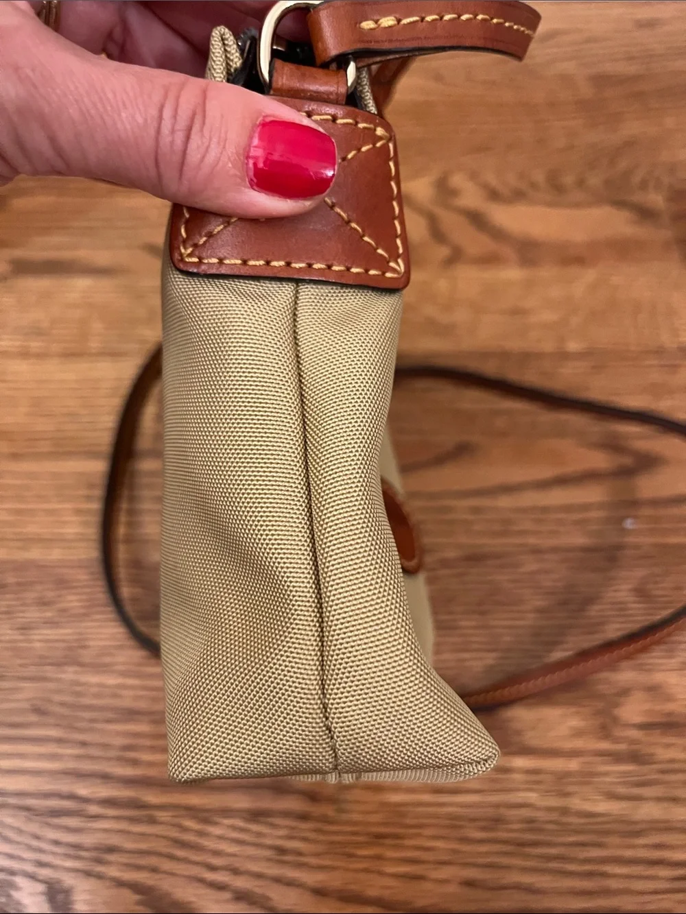 Dooney & Bourke Khaki Nylon Crossbody Pouchette Bag